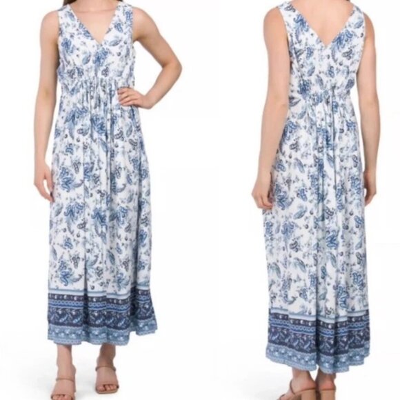 Lucky Brand Dresses & Skirts - Lucky Brand Maxi Dress 2X Sleeveless Elastic Waist Coastal French Boho Wedding